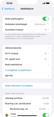 Válaszd a Mobil adathálózat lehetőséget.