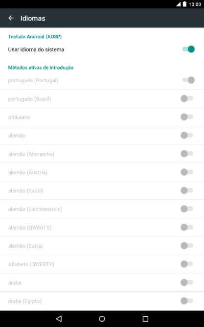 Prima Usar idioma do sistema para desativar a função.