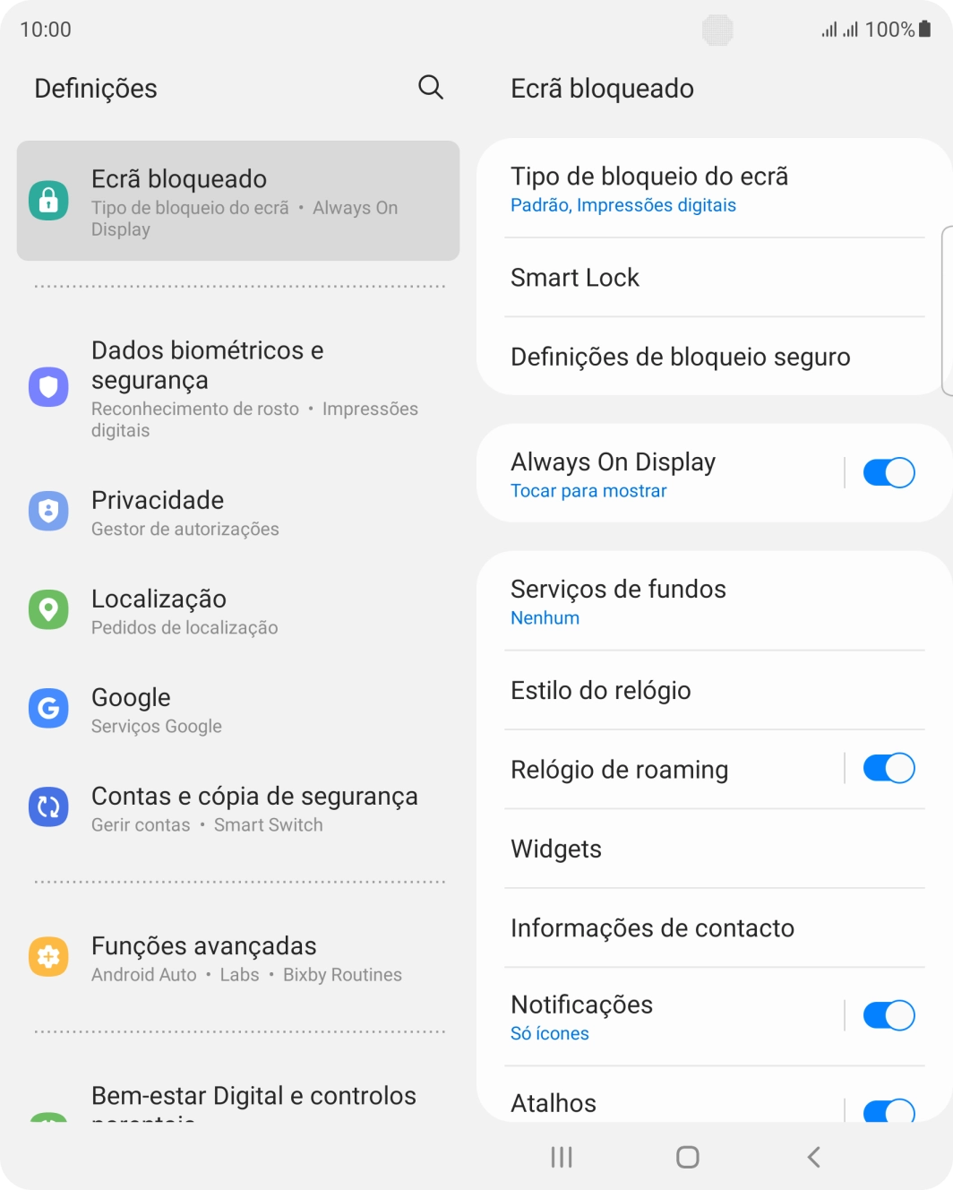 Prima Tipo de bloqueio do ecrã e introduza o código adicional de bloqueio do telefone que criou anteriormente.