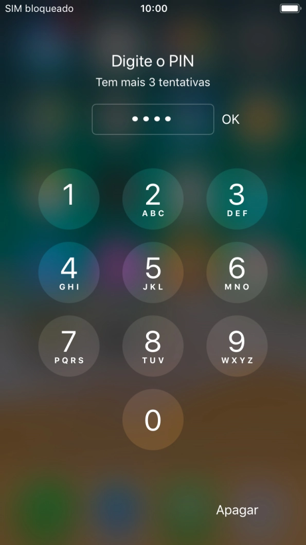 Introduza o seu código PIN e prima OK.