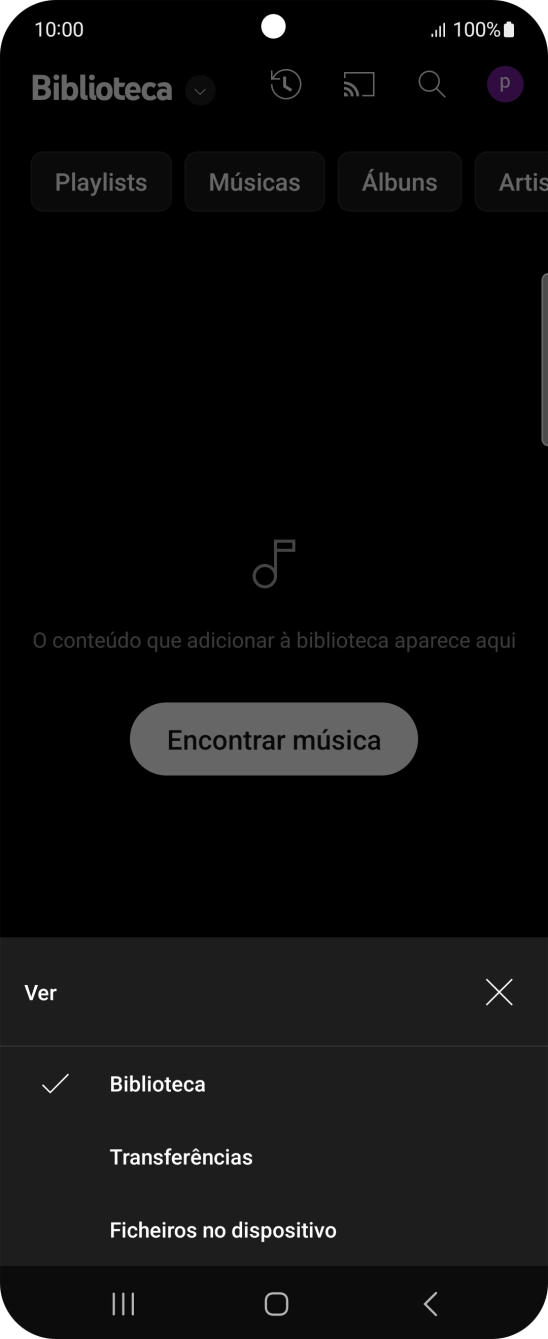 Prima a categoria pretendida e dirija-se ao ficheiro de música pretendido.