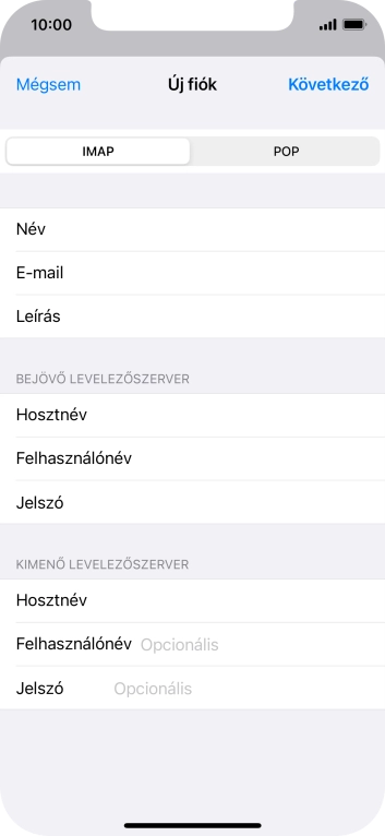 Kattints a Felhasználónév mezőre, és írd be az e-mail-fiókodhoz tartozó felhasználónevet.