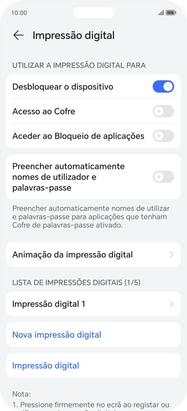 Prima os indicadores junto às definições pretendidas para as ativar ou desativar.