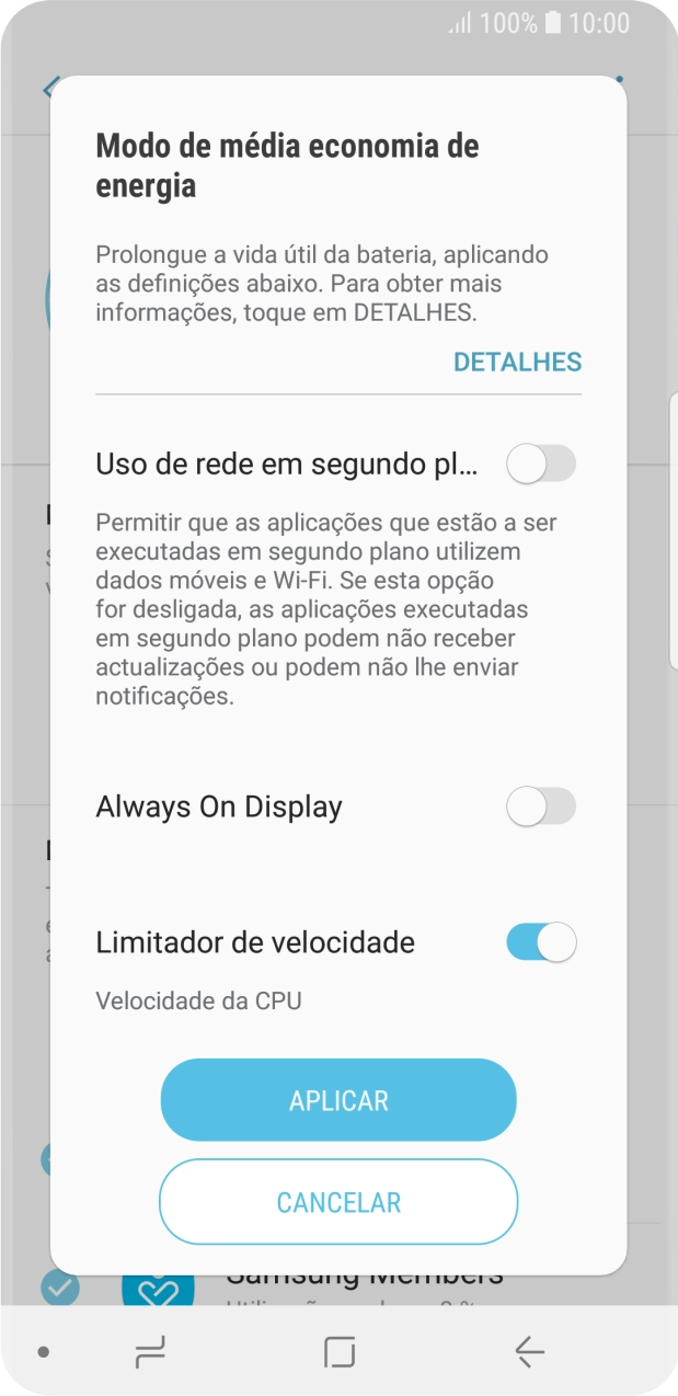 Prima APLICAR para ativar a função.
