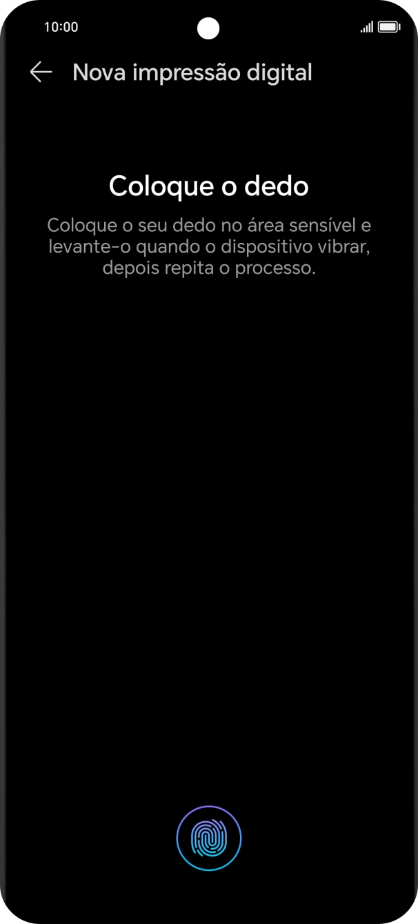 Siga as indicações no ecrã para definir a impressão digital como código de bloqueio.