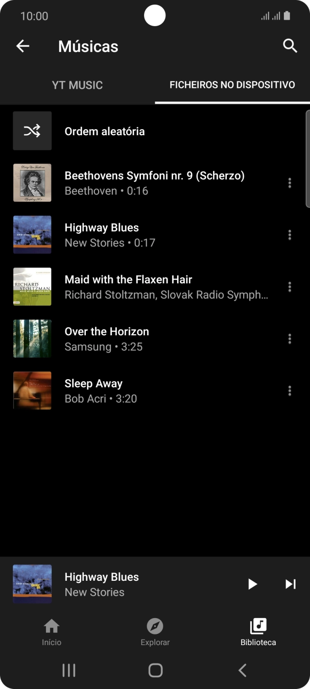 Prima o ficheiro de música pretendido.