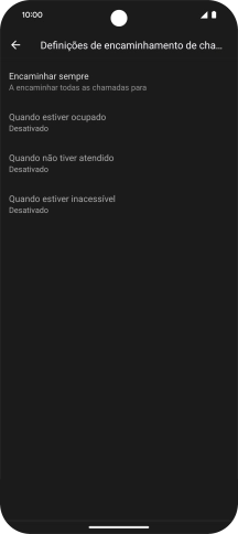 Prima o tipo de desvio pretendido.