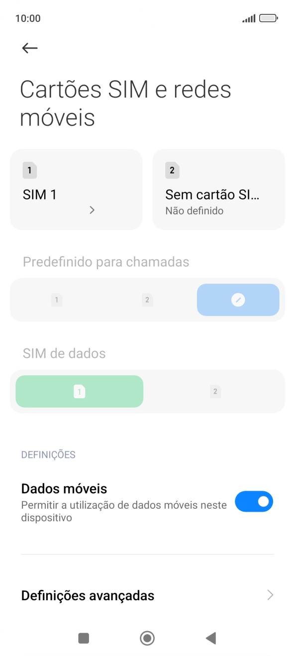 Prima o nome do cartão SIM.