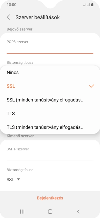 Válaszd a Nincs lehetőséget.