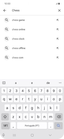 Introduza o nome ou categoria da app pretendida e prima o ícone para pesquisar.