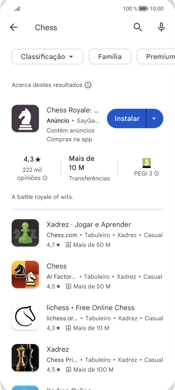 Prima a app pretendida.