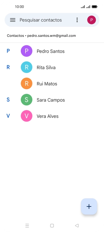 Prima o contacto pretendido.