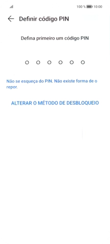 Prima ALTERAR O MÉTODO DE DESBLOQUEIO.