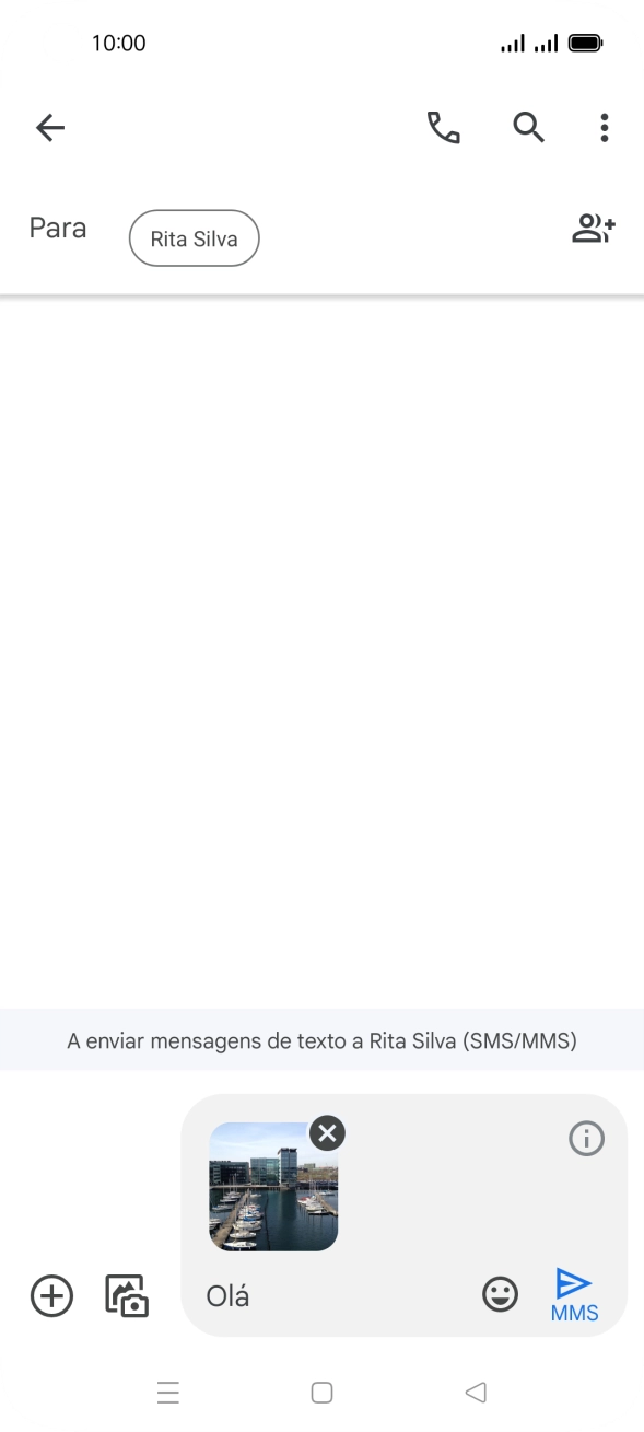 Prima o ícone para enviar quando terminar de escrever a sua mensagem multimédia.