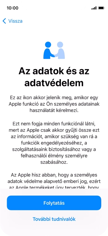 Válaszd a Folytatás lehetőséget.