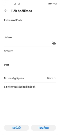 Kattints a „Szerver” alatti mezőre, és írd be az e-mail szolgáltatód bejövő szerverének a nevét.