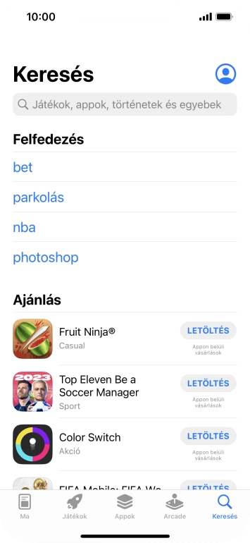 Kattints a keresés mezőre, és írd be a keresett alkalmazás nevét vagy tárgykörét.
