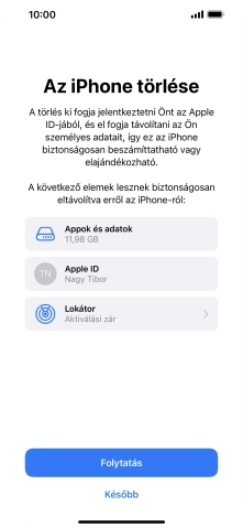 Válaszd a Folytatás lehetőséget.