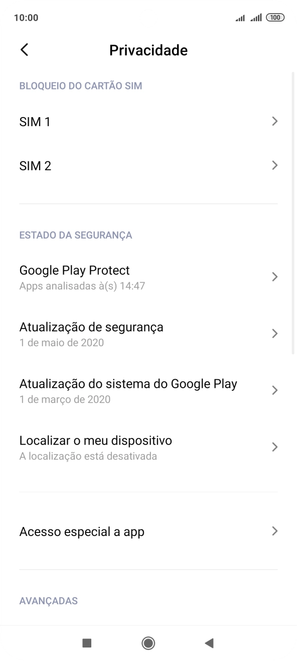 Prima o nome do cartão SIM.