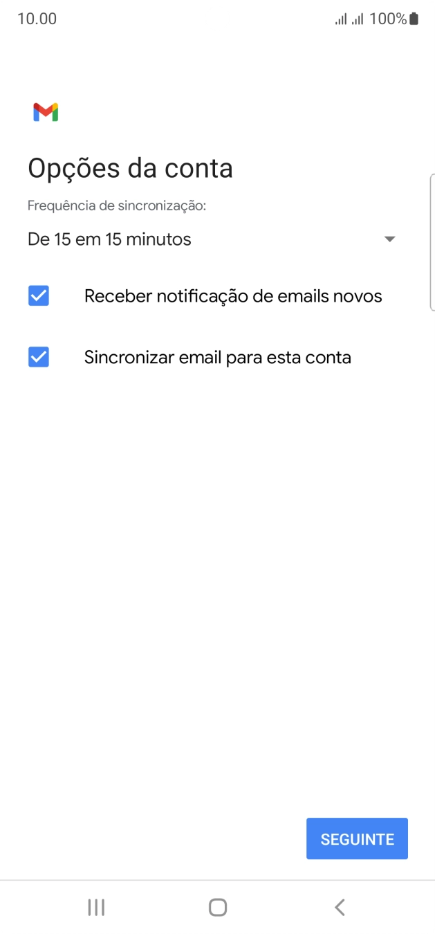 Se o ecrã mostrar esta imagem, a sua conta foi identificada e configurada automaticamente. Siga as indicações no ecrã para introduzir informações adicionais e concluir a configuração.