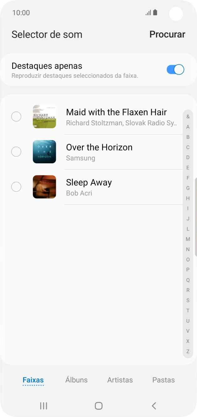 Prima os tons de toque pretendidos para os ouvir.