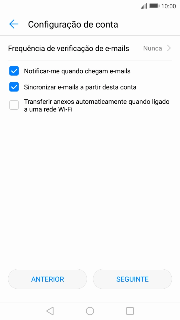 Se o ecrã mostrar esta imagem, a sua conta foi identificada e configurada automaticamente. Siga as indicações no ecrã para introduzir informações adicionais e concluir a configuração.