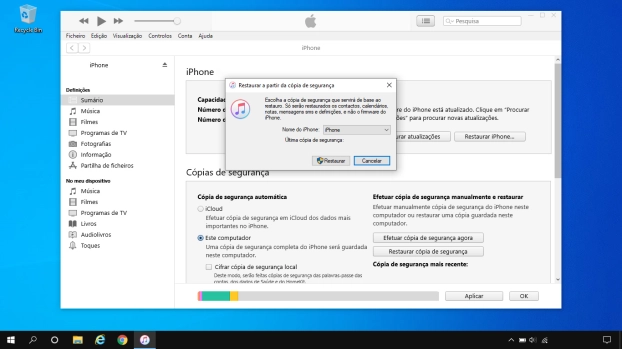 Clique na lista suspensa junto a 