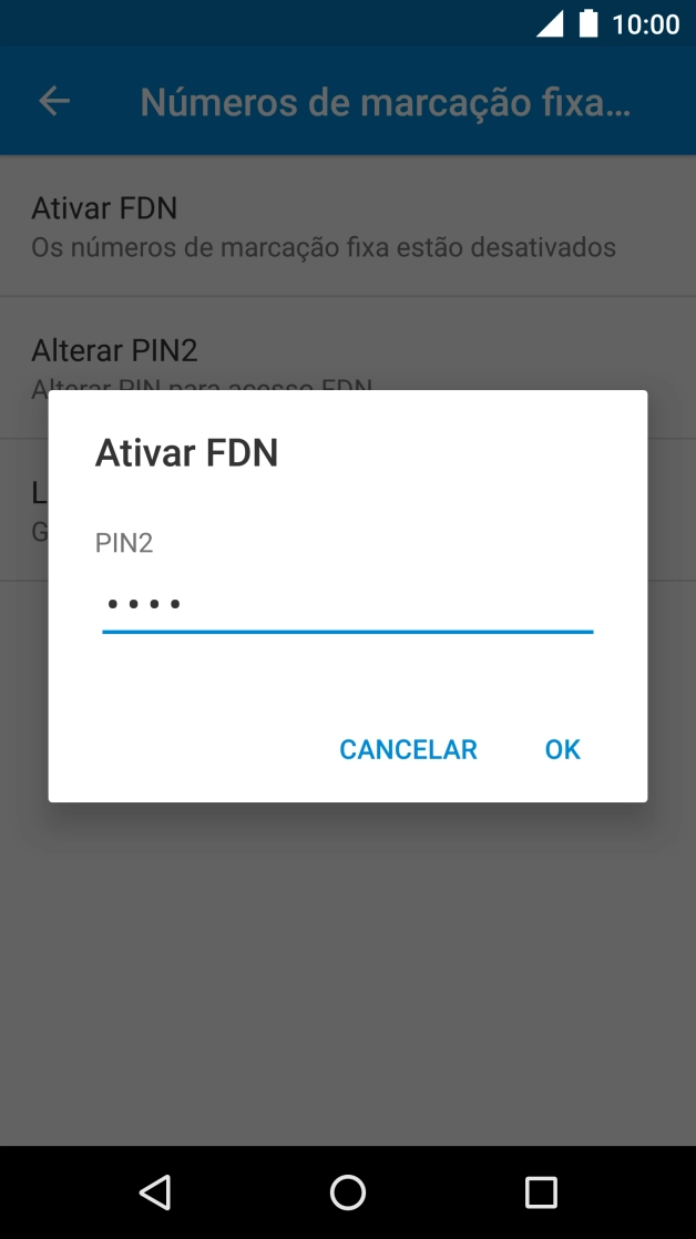 Introduza o código PIN2 e prima OK.