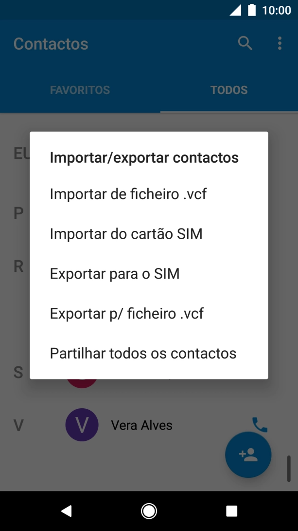 Prima Importar do cartão SIM.