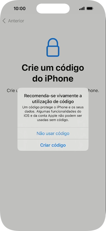 Se desativar a função, prima Não usar código.