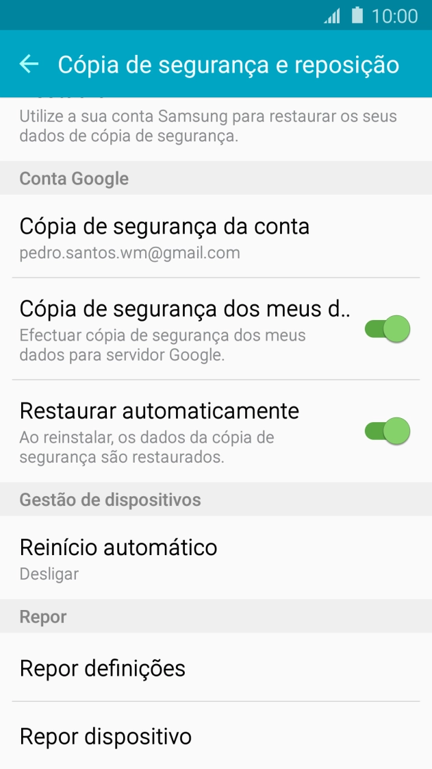 Prima Repor dispositivo.