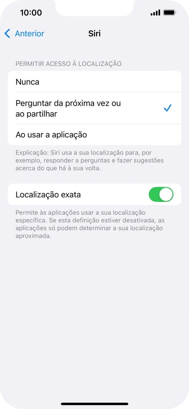 Prima a definição pretendida para ativar ou desativar a função.