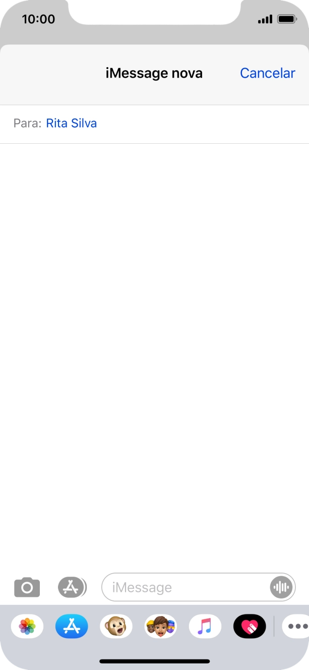 Também é possível enviar imagens, vídeo, audio e diferentes efeitos na iMessage. Siga as indicações no ecrã para enviar a iMessage com o conteúdo pretendido.