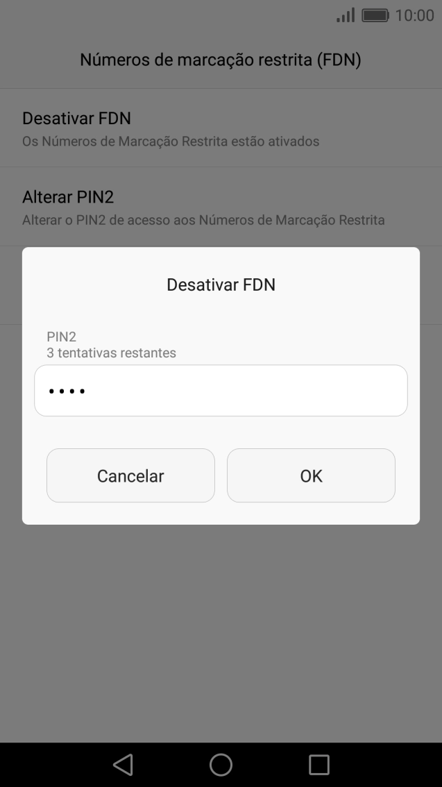Introduza o código PIN2 e prima OK.