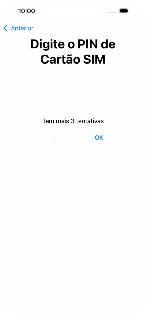 Se o cartão SIM estiver bloqueado, deve introduzir o código PIN e premir OK.