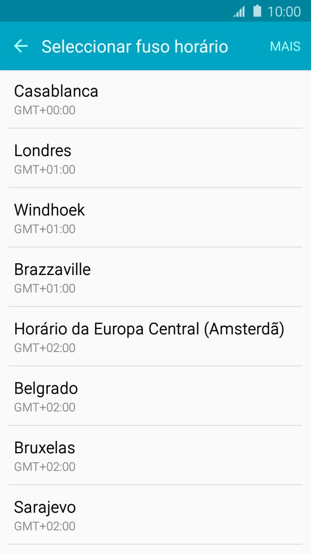 Prima o fuso horário pretendido.