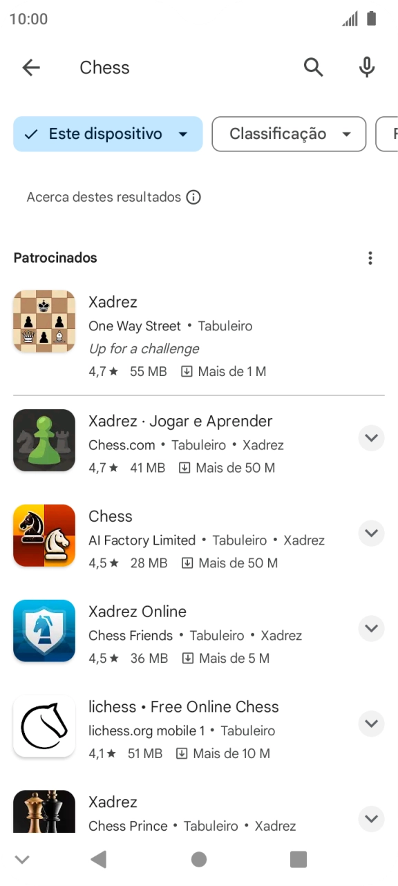 Prima a app pretendida.