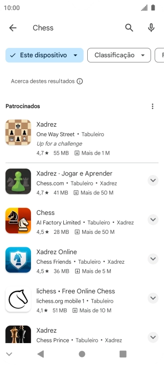 Prima a app pretendida.