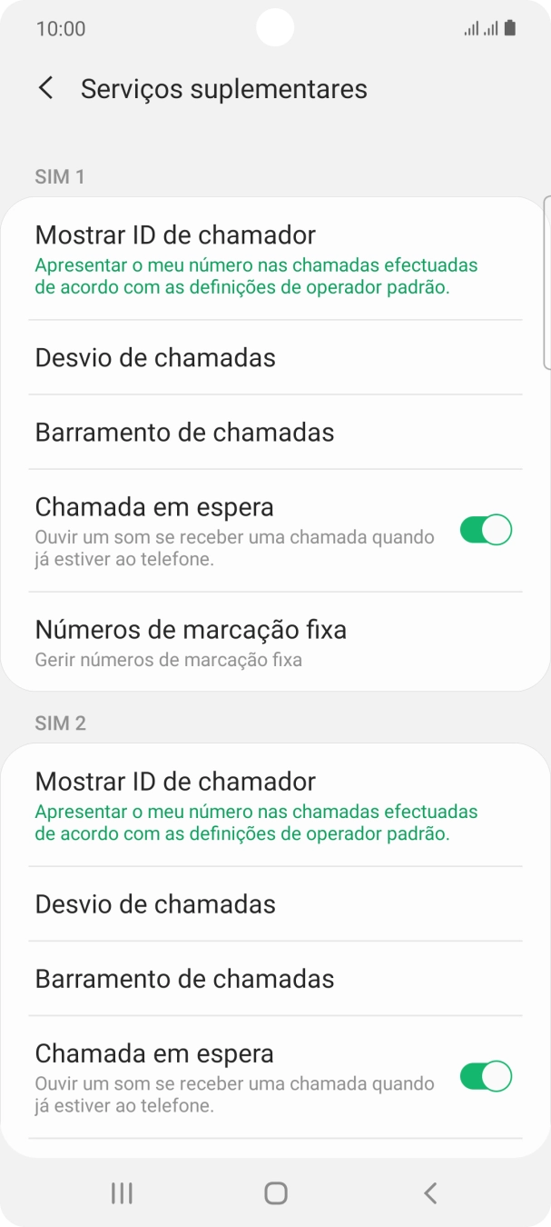 Prima Desvio de chamadas sob o cartão SIM pretendido.