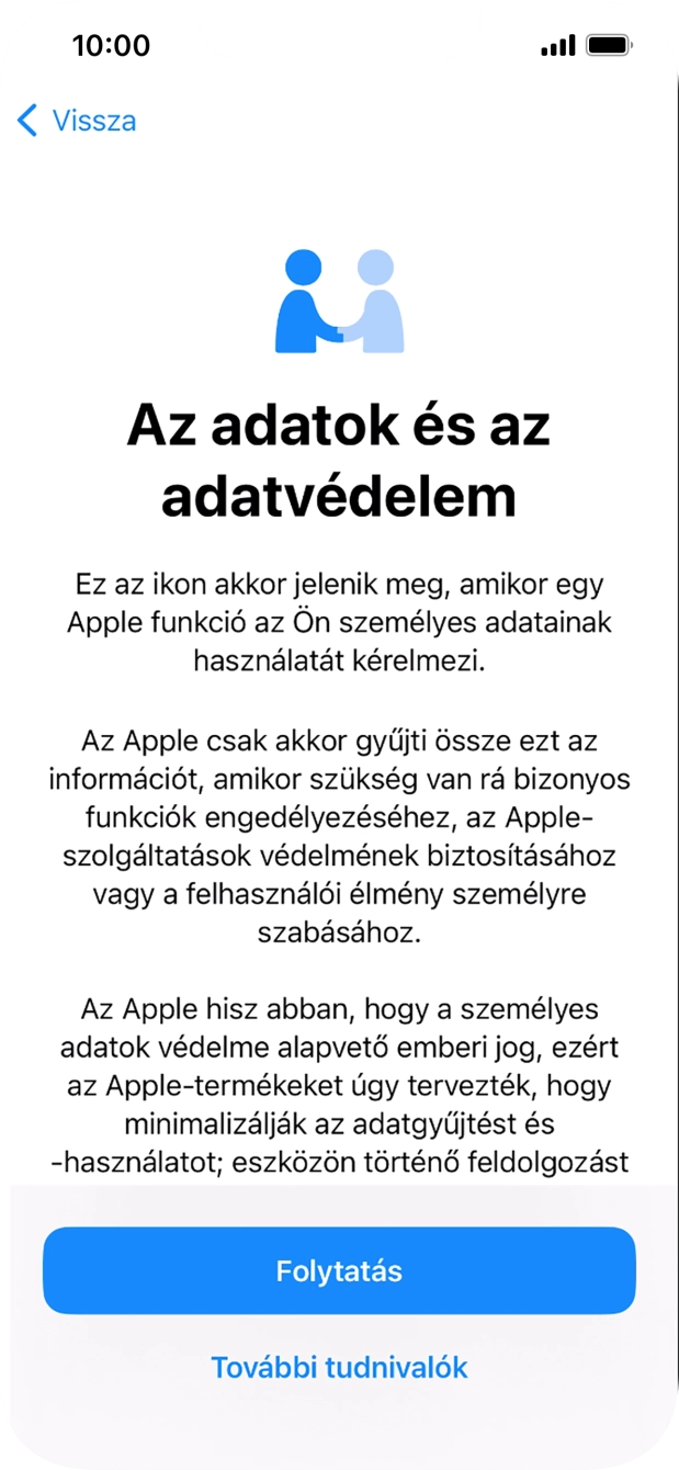 Válaszd a Folytatás lehetőséget.