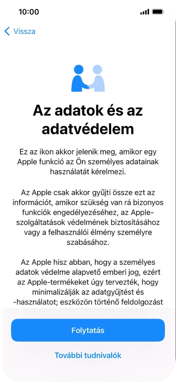 Válaszd a Folytatás lehetőséget.
