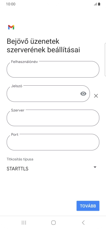 Kattints a „Felhasználónév” alatti mezőre, és írd be az e-mail-fiókodhoz tartozó felhasználónevet.