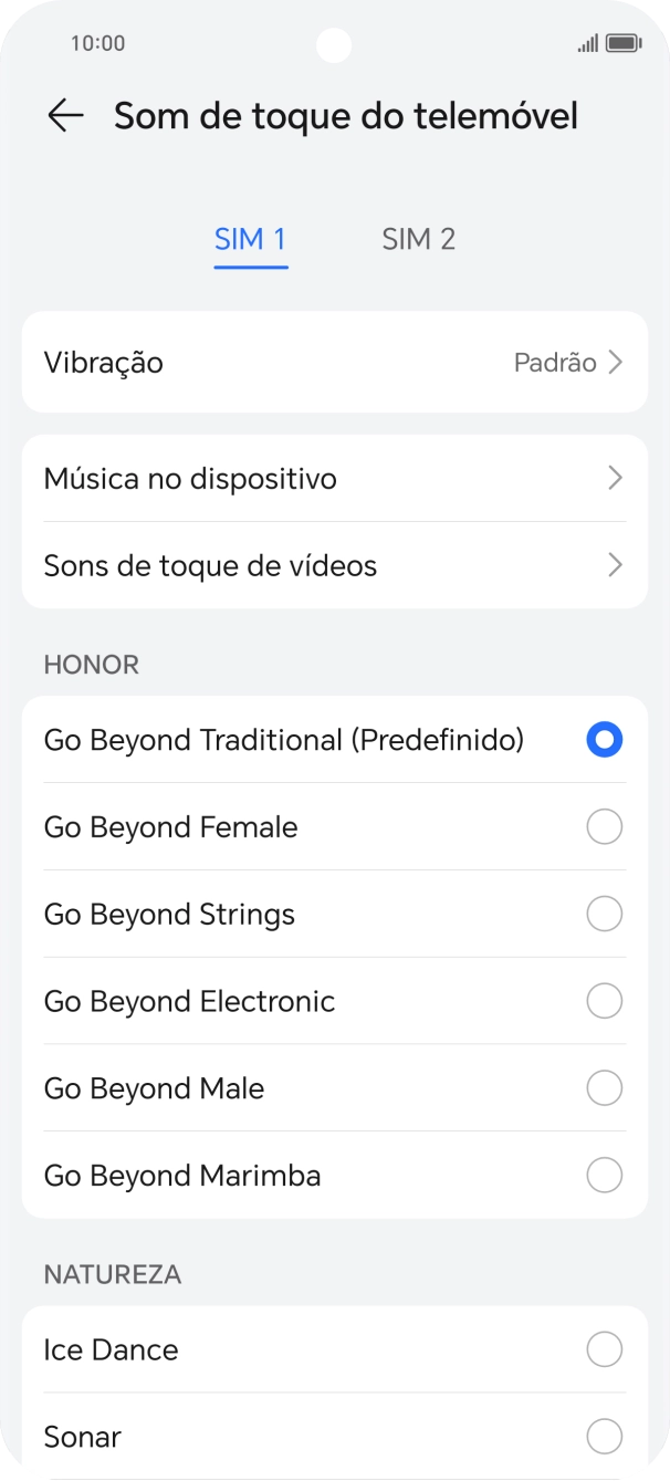 Prima os tons de toque pretendidos para os ouvir.
