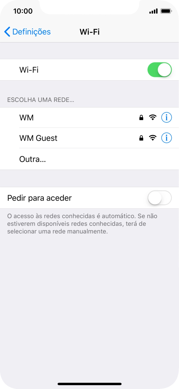 Prima a rede Wi-Fi pretendida e introduza a password da rede Wi-Fi.