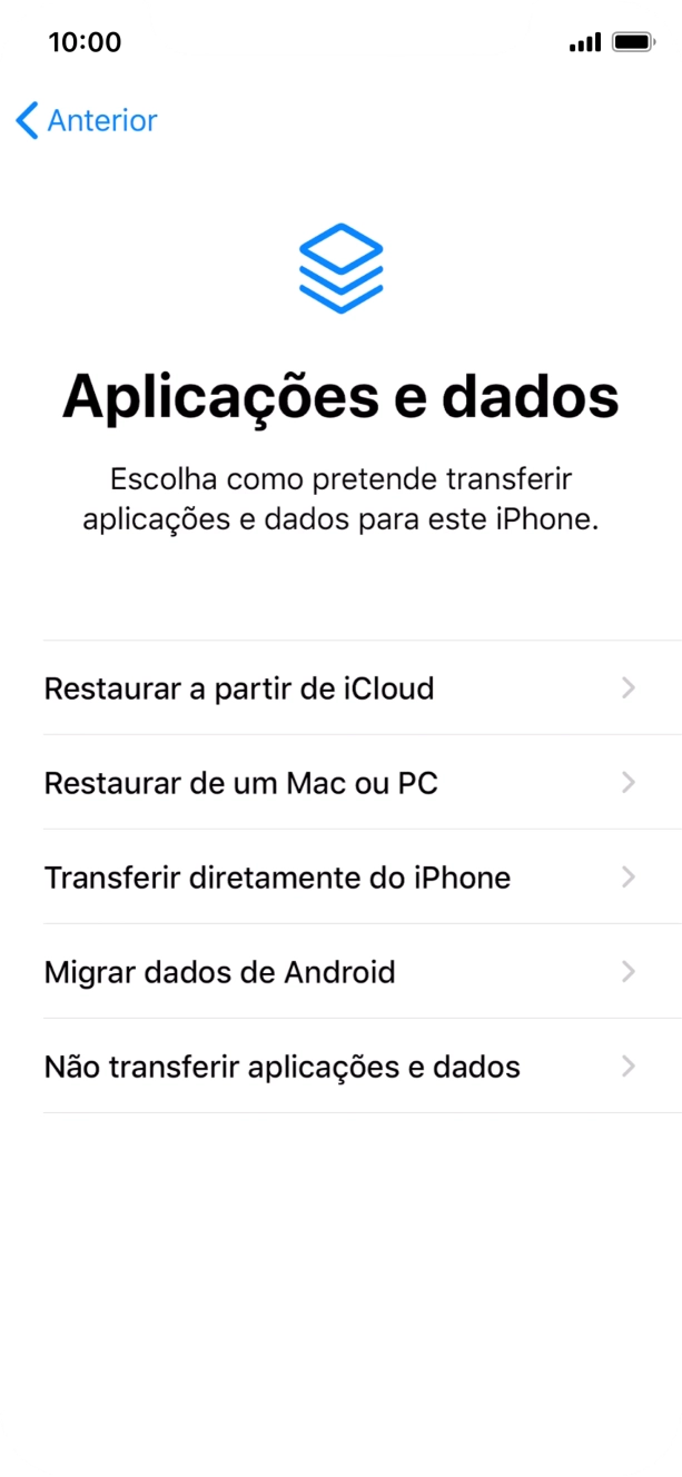 É possível transferir conteúdo de um telefone Android quando o telefone for ativado antes da primeira utilização e quando o telefone tiver sido reiniciado. Quando esta imagem for mostrada no ecrã, o telefone está pronto para transferir conteúdo de um telefone Android.