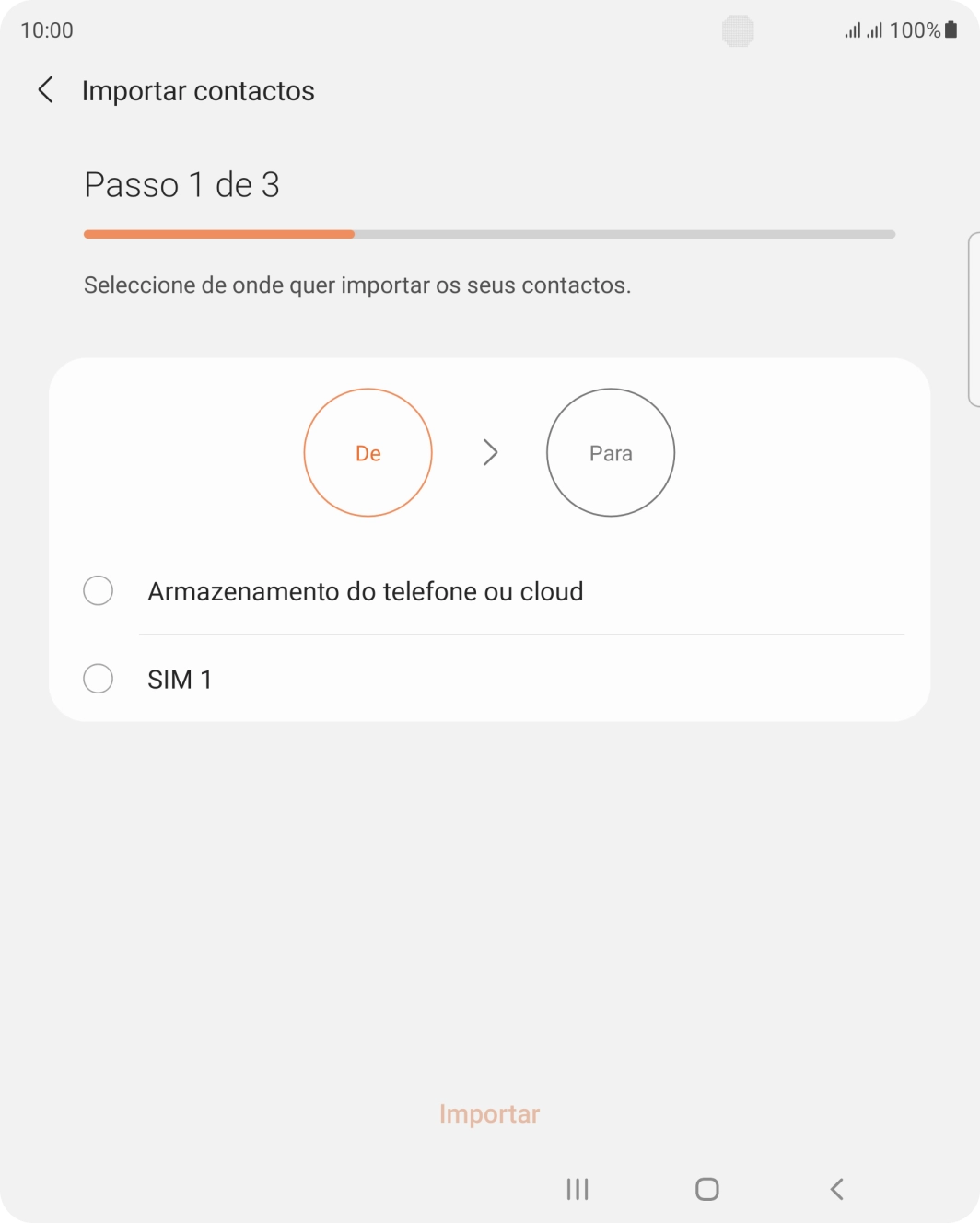 Prima o cartão SIM pretendido.