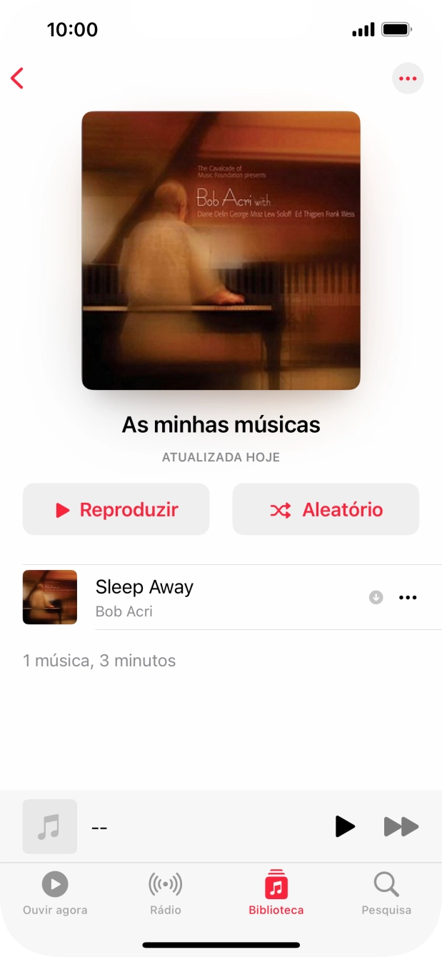 Vá até à categoria ou lista de reprodução pretendida e prima o ficheiro de música pretendido.