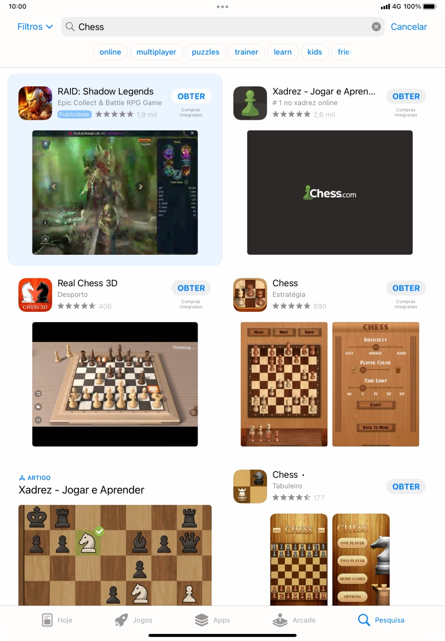 Prima a app pretendida.