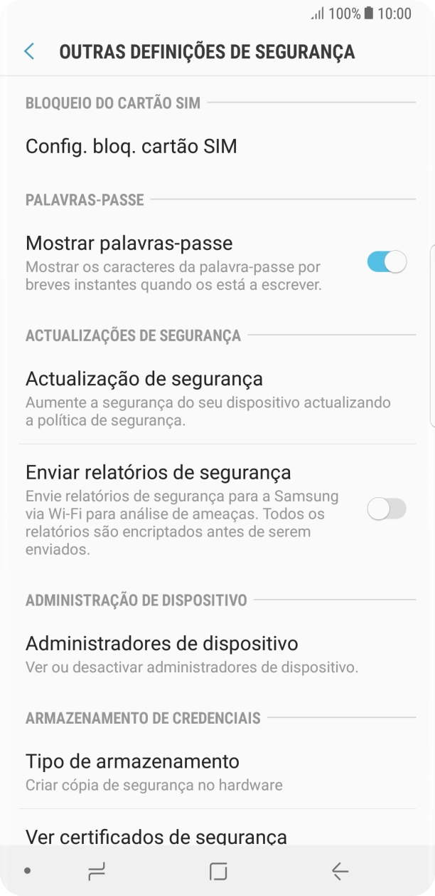 Prima Config. bloq. cartão SIM.