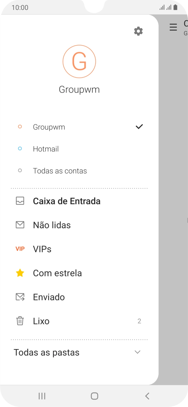 Prima o ícone de definições.